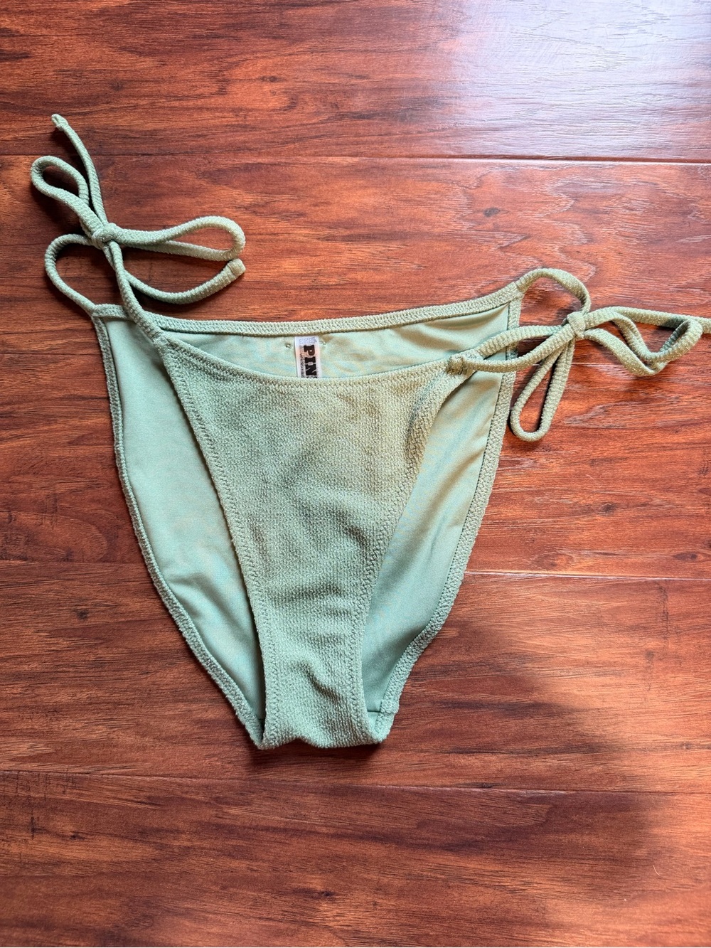 Light Olive Ribbed Tie-Side Bikini Bottom